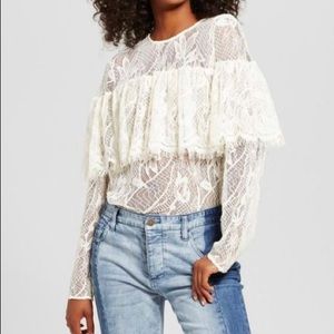Cream Who What Wear Lace Sweater